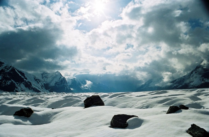 Верховья ледника Северный Иныльчек. Примерно 4150м.