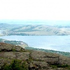 Вид с хребта Крыктытау на озера Банное, Чебачье, Ташбулатово